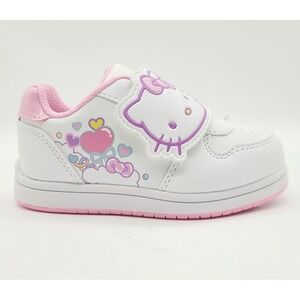 Hello Kitty Toddler Slip‑On Sneakers Size 8 White Pink Lightweight Comfy